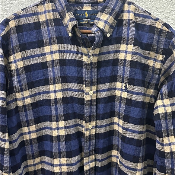Polo Ralph Lauren Other - Polo Ralph Lauren‎ Shirt Mens Medium Blue Gray Plaid Flannel Button Up Preppy